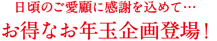 日頃のご愛顧に感謝を込めて…お得なお年玉企画登場！