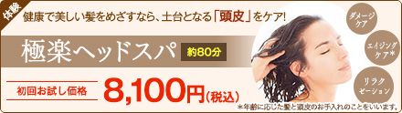 極楽ヘッドスパ　初回お試し価格8,100円