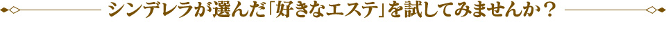 シンデレラが選んだ「好きなエステ」を試してみませんか？