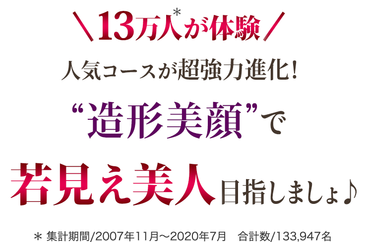 13万人が体験　人気コースが超強力進化！　新コース”造形美顔”で若見え美人目指しましょ♪