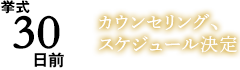 挙式30日前 カウンセリング、スケジュール決定