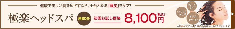 極楽ヘッドスパ　初回お試し価格8,100円